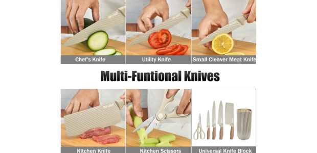 Wiztoynia 6-Piece Khaki Kitchen Knife Set Review
